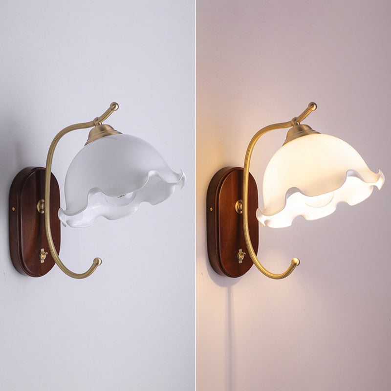 Dome Wood Copper Glass Wall Lamp