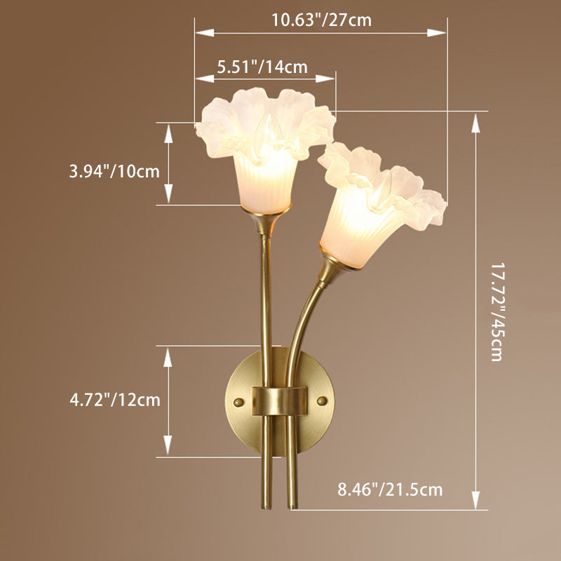 Flower Copper Glass Living 2-Light Wall Lamp