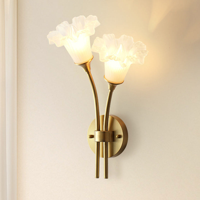 Flower Copper Glass Living 2-Light Wall Lamp