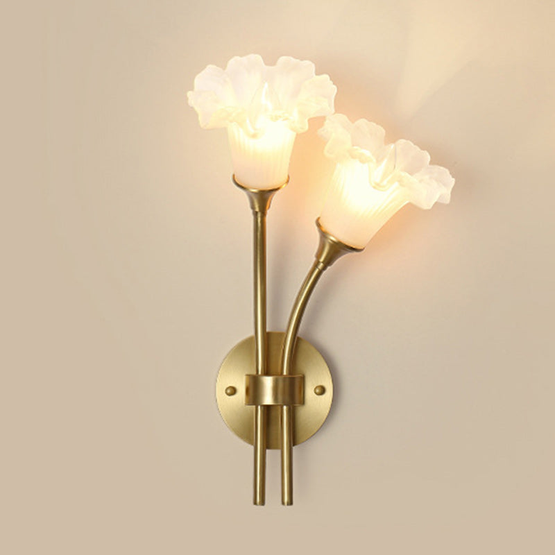 Flower Copper Glass Living 2-Light Wall Lamp
