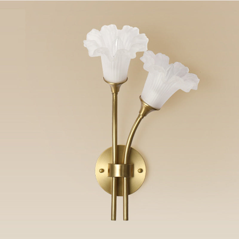 Flower Copper Glass Living 2-Light Wall Lamp