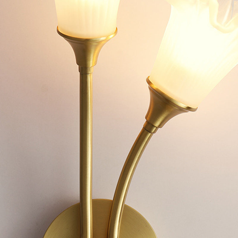 Flower Copper Glass Living 2-Light Wall Lamp