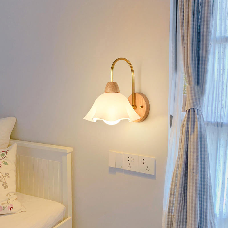 Dome Copper Wood Acrylic Wall Lamp