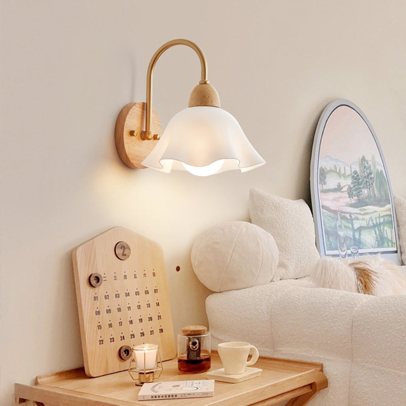Dome Copper Wood Acrylic Wall Lamp