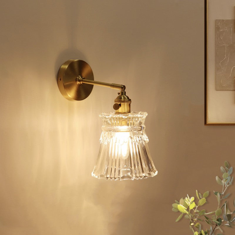Drum Copper Glass Living Wall Lamp