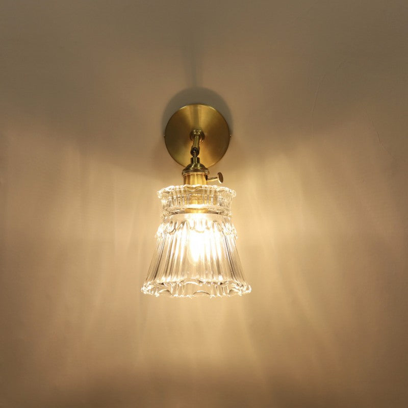 Drum Copper Glass Living Wall Lamp