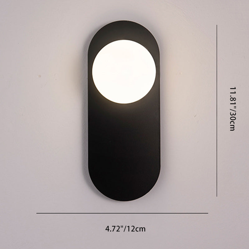 Oval Iron Glass Living Wall Lamp