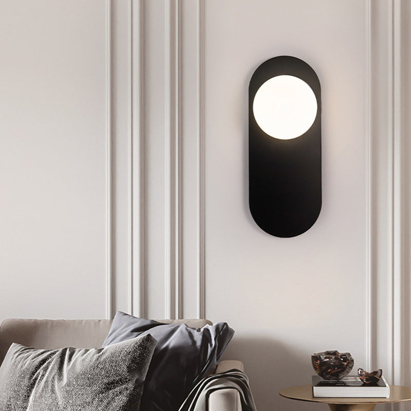 Oval Iron Glass Living Wall Lamp