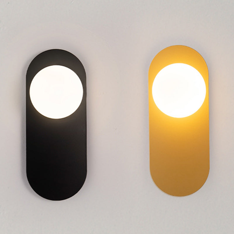 Oval Iron Glass Living Wall Lamp