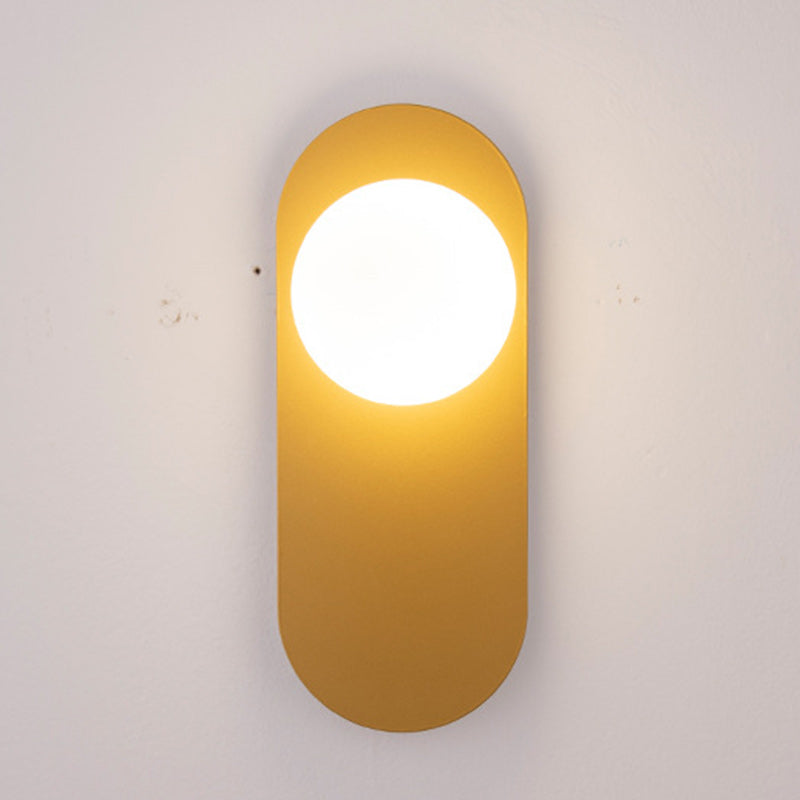 Oval Iron Glass Living Wall Lamp