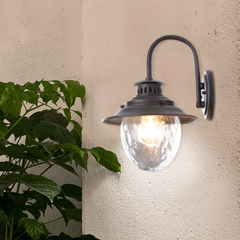 Oval Aluminum Glass Garden Outdoor Light