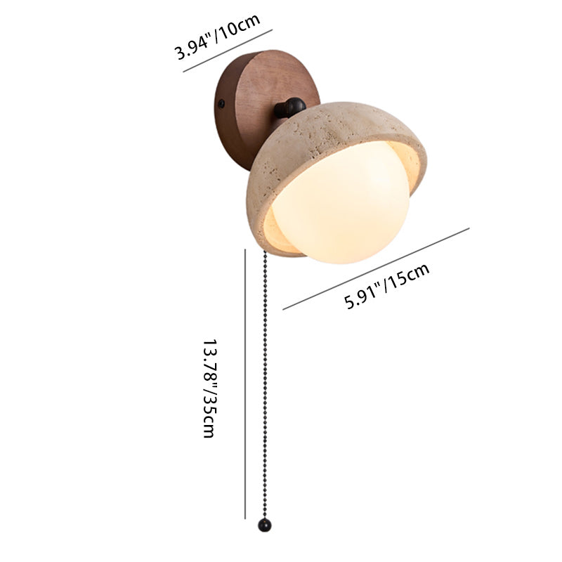 Globe Wood Stone Glass Wall Lamp