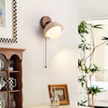 Globe Wood Stone Glass Wall Lamp