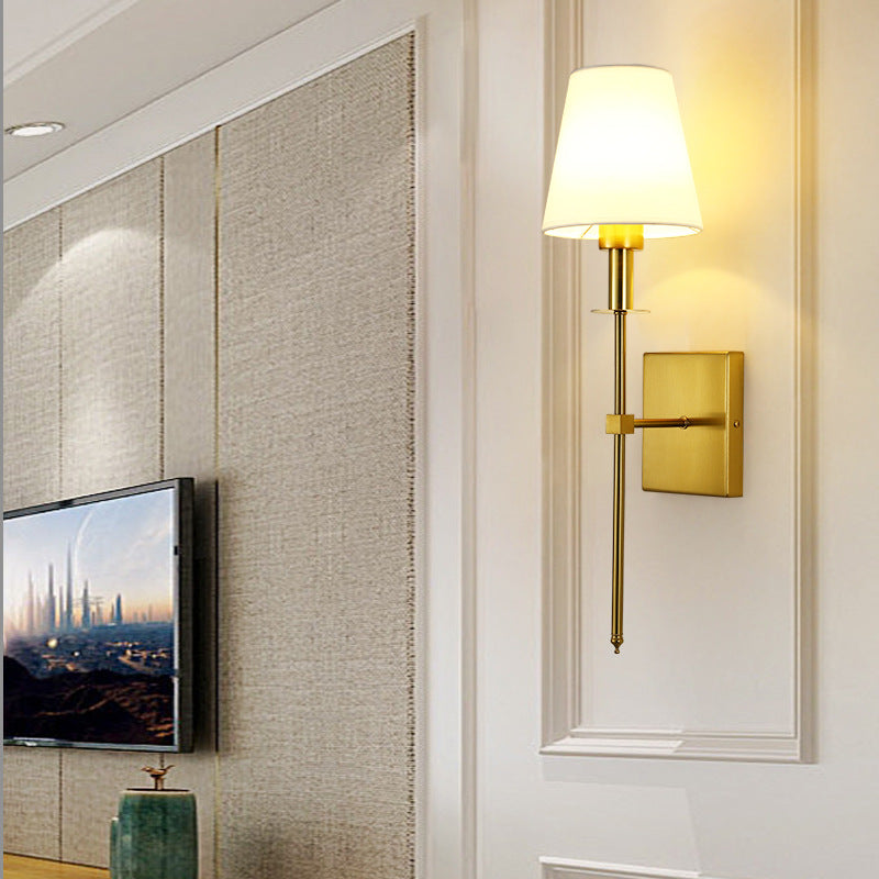 Drum Iron Fabric Living Wall Lamp