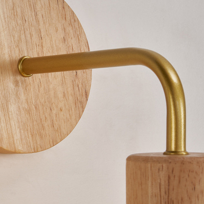 Cone Iron Wood Fabric Wall Lamp