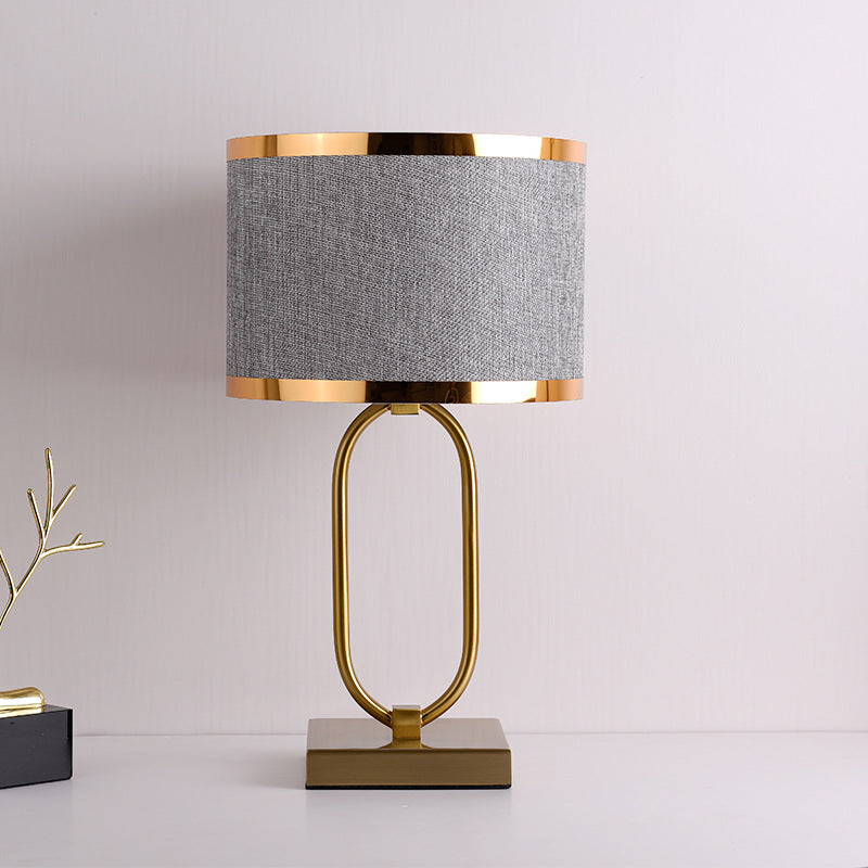 Cylinder Iron Fabric Living Table Lamp