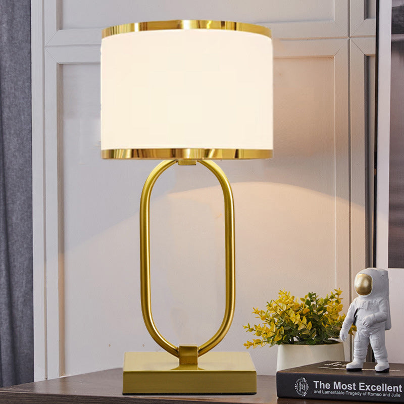 Cylinder Iron Fabric Living Table Lamp