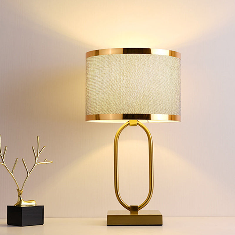 Cylinder Iron Fabric Living Table Lamp