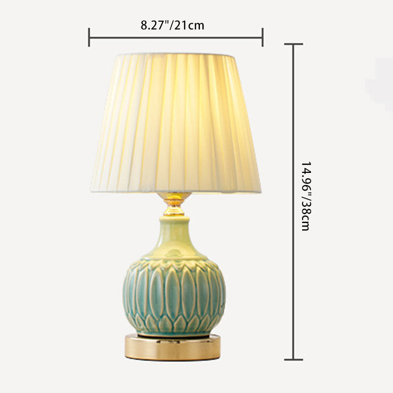 Drum Ceramic Fabric Living Table Lamp