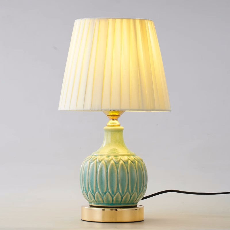 Drum Ceramic Fabric Living Table Lamp