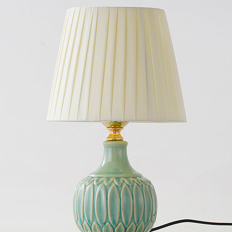 Drum Ceramic Fabric Living Table Lamp