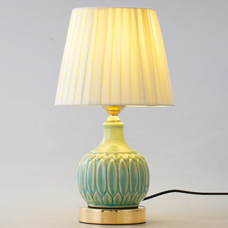 Drum Ceramic Fabric Living Table Lamp