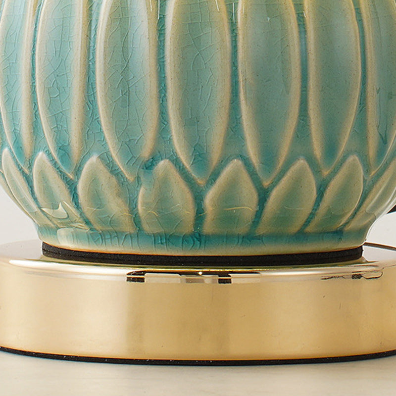 Drum Ceramic Fabric Living Table Lamp