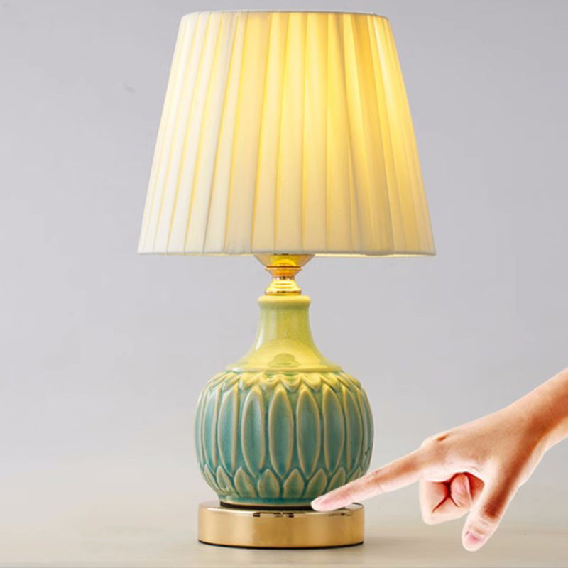 Drum Ceramic Fabric Living Table Lamp