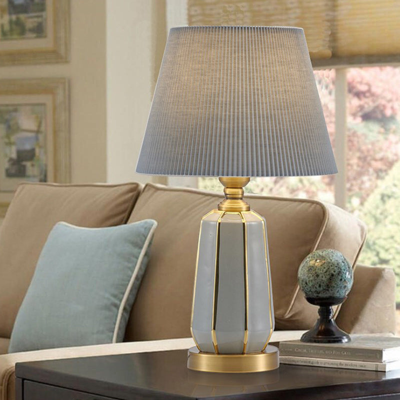 Drum Ceramic Fabric Living Table Lamp