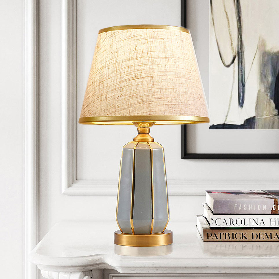 Drum Ceramic Fabric Living Table Lamp