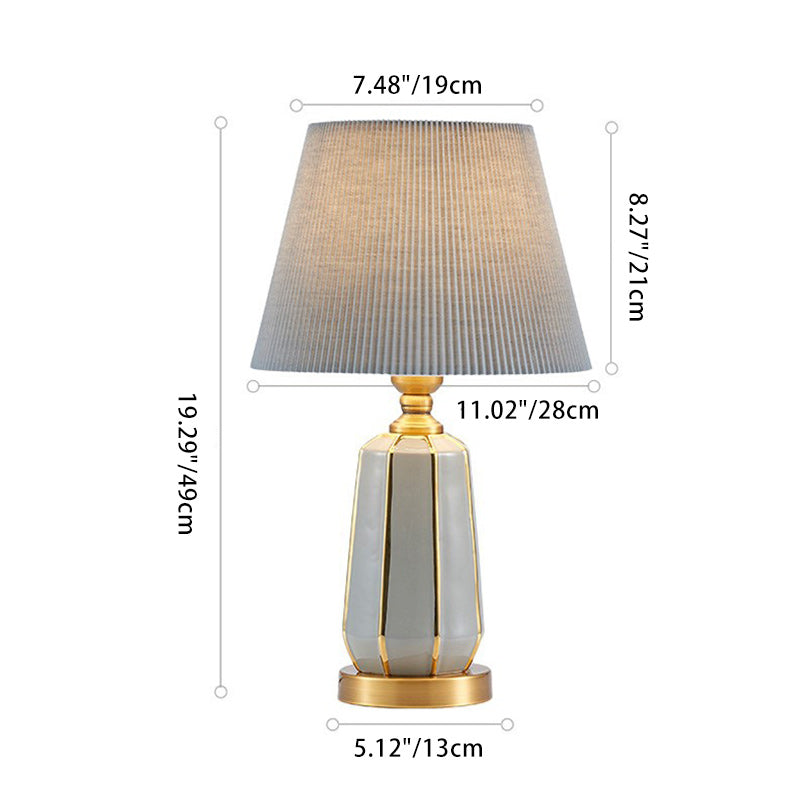 Drum Ceramic Fabric Living Table Lamp