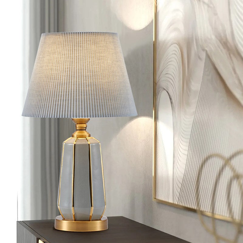 Drum Ceramic Fabric Living Table Lamp
