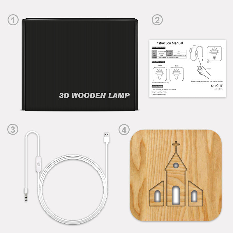 Square Wood Living Room Table Lamp