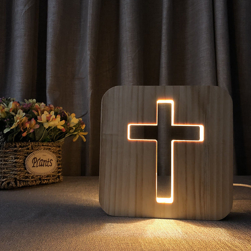 Square Wood Living Room Table Lamp