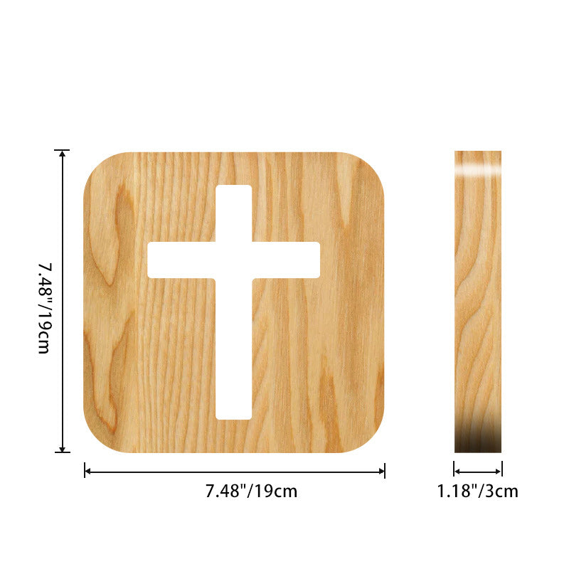 Square Wood Living Room Table Lamp