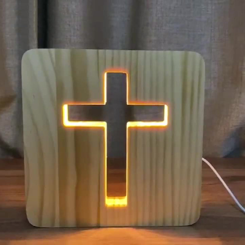 Square Wood Living Room Table Lamp