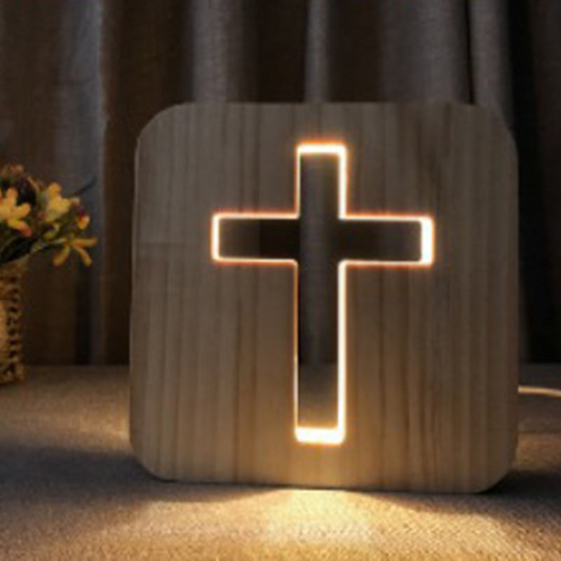 Square Wood Living Room Table Lamp