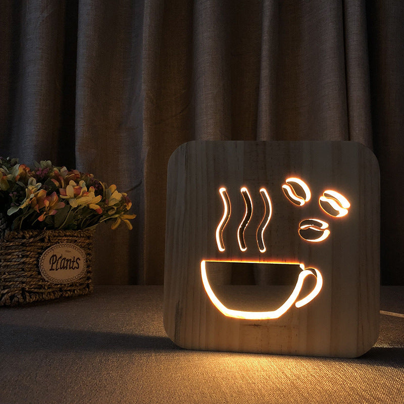 Square Wood Living Room Table Lamp