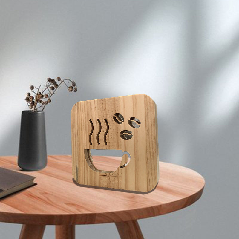 Square Wood Living Room Table Lamp