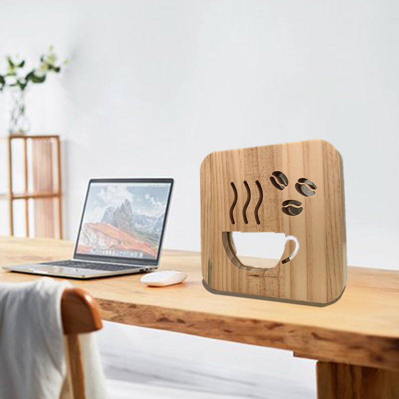Square Wood Living Room Table Lamp