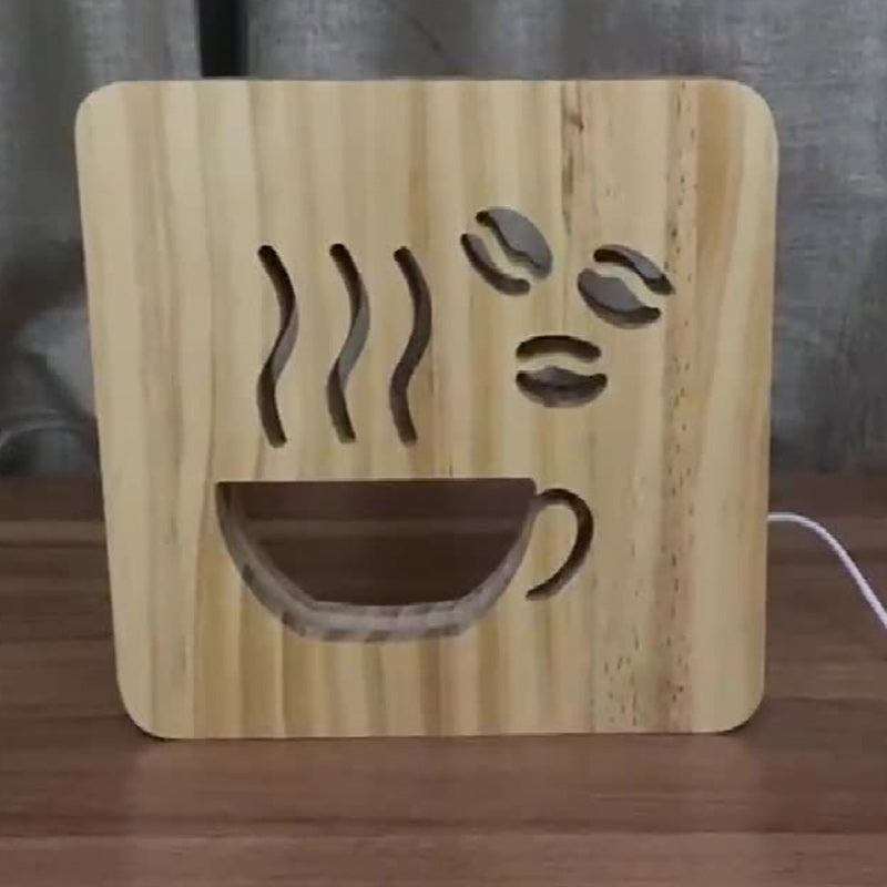 Square Wood Living Room Table Lamp
