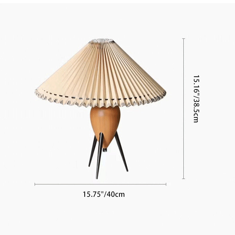 Cone Steel Wood Fabric Table Lamp