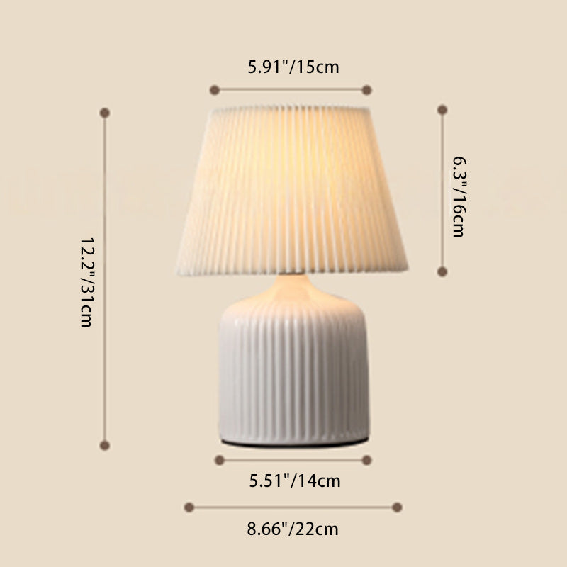 Drum Ceramic Fabric Living Table Lamp