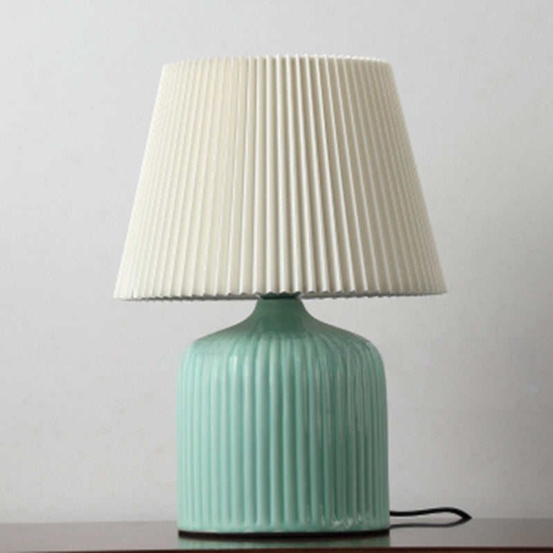 Drum Ceramic Fabric Living Table Lamp