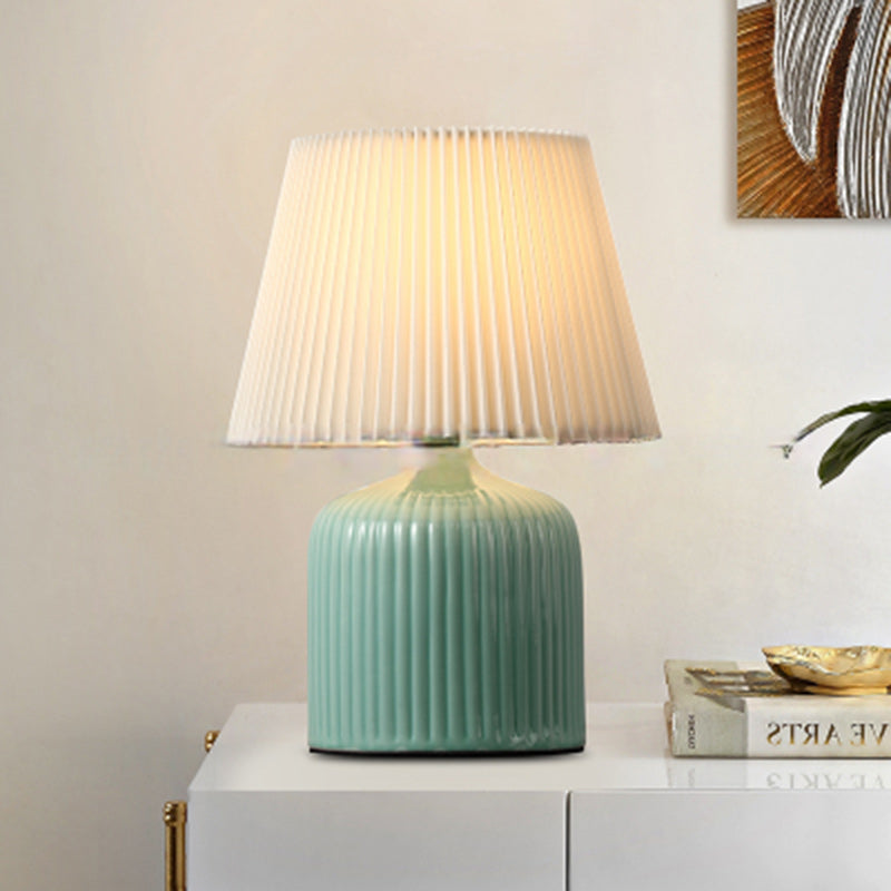 Drum Ceramic Fabric Living Table Lamp