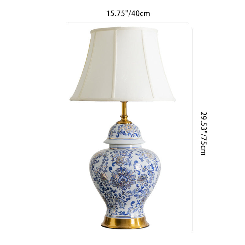 Drum Ceramic Fabric Living Table Lamp