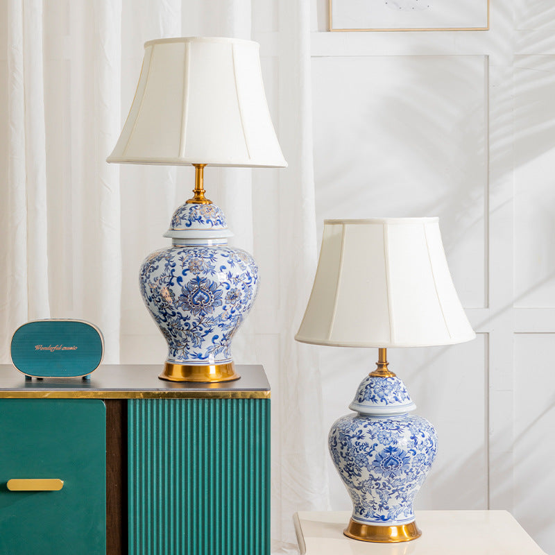 Drum Ceramic Fabric Living Table Lamp