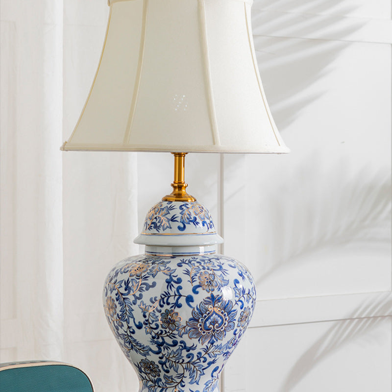 Drum Ceramic Fabric Living Table Lamp