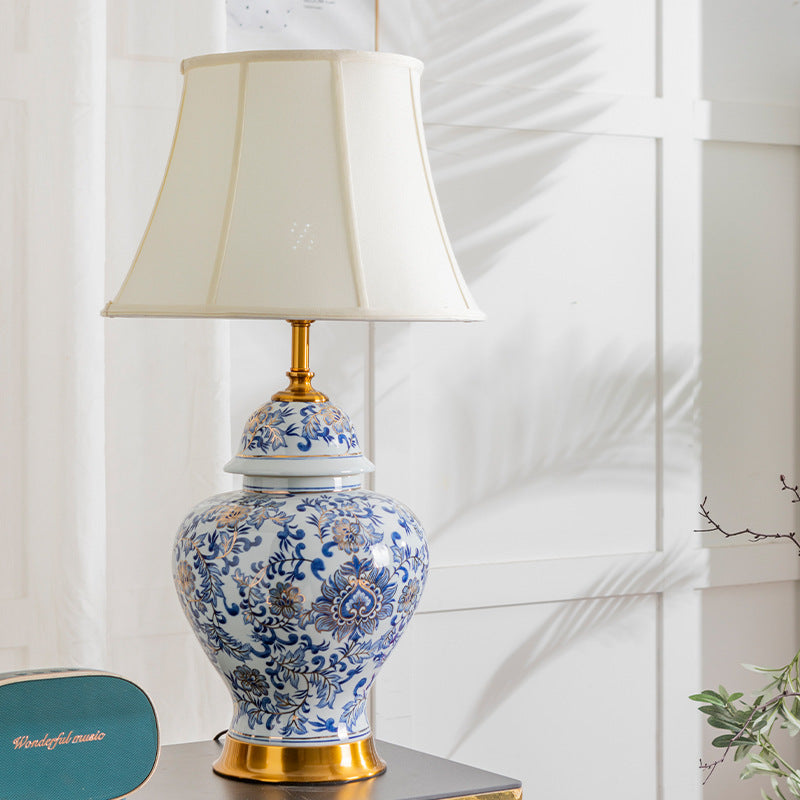 Drum Ceramic Fabric Living Table Lamp