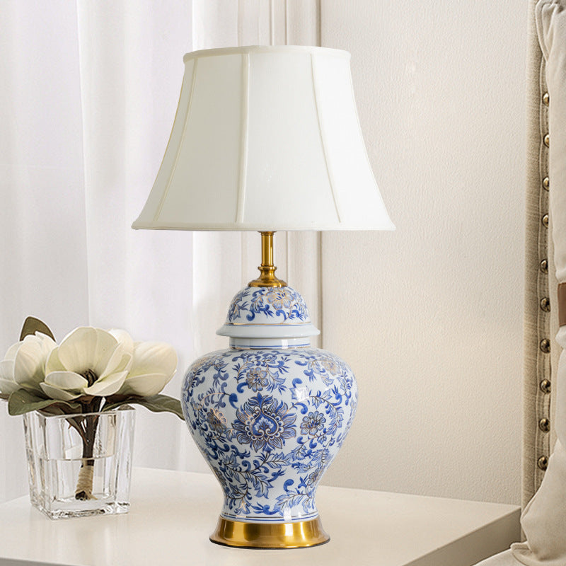 Drum Ceramic Fabric Living Table Lamp